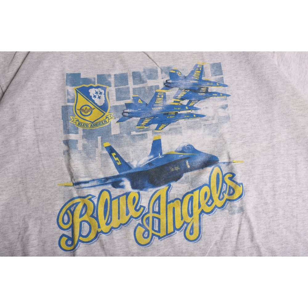 Vintage Port and Company Blue Angels US Navy T-Shirt Gray XL Double Sided - Picture 2 of 6